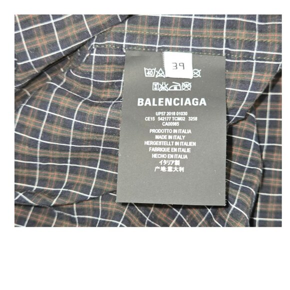 Balenciaga 39 Boxy Short Sleeve Shirt Button Up Oversized Plaid - Picture 5 of 9